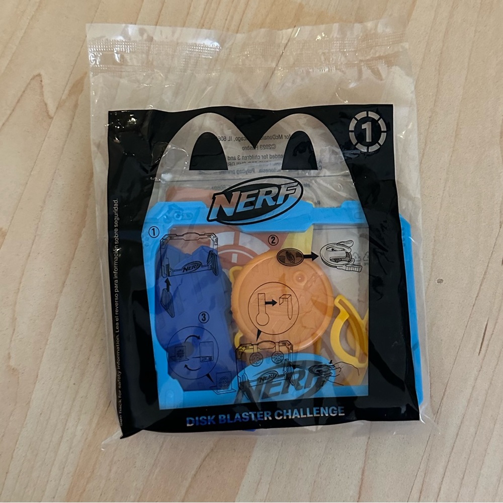 Blue and yellow McDonald’s nerf kids toy